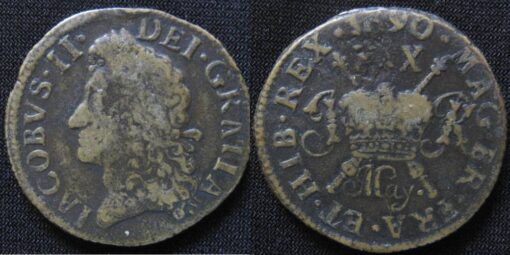 Irish Civil War, James II, small Gunmoney Halfcrown May 1690 SOLD